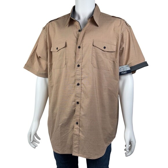 PDC Shirt Mens Size 2X Big & Tall Short Sleeve Collared Front Pockets Button Up - Picture 2 of 9